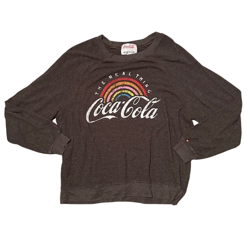 WILD FOX Coca‎ Cola Rainbow Sweatshirt Pullover Long Sleeve Size S